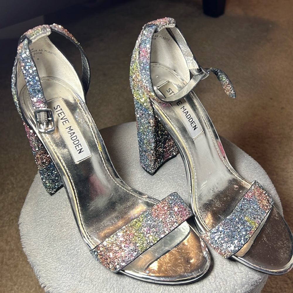 Steve Madden :sparkly green blue silver pink